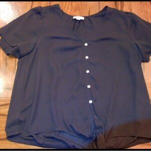 LOFT Black Short Sleeve Blouse